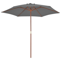 Outdoor Parasol with Wooden Pole 270 cm Anthracite - Stylish Shade and UV Protection