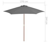 Outdoor Parasol with Wooden Pole 270 cm Anthracite - Stylish Shade and UV Protection