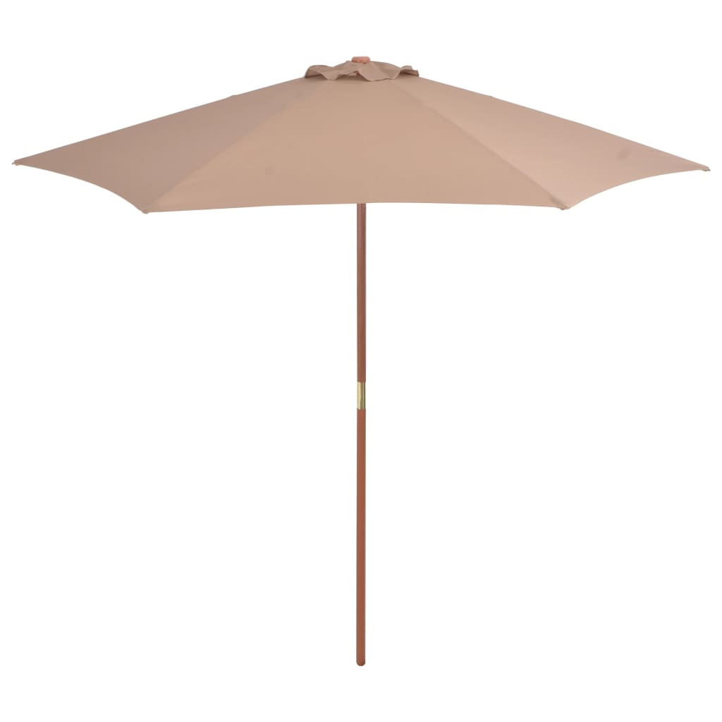 Outdoor Parasol with Wooden Pole 270 cm Taupe - UV Protective and Durable