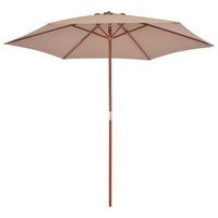 Outdoor Parasol with Wooden Pole 270 cm Taupe - UV Protective and Durable