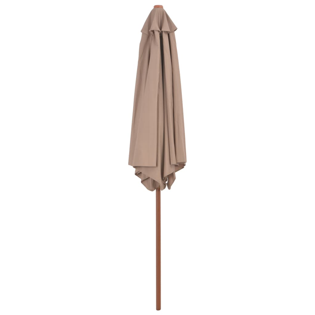 Outdoor Parasol with Wooden Pole 270 cm Taupe - UV Protective and Durable