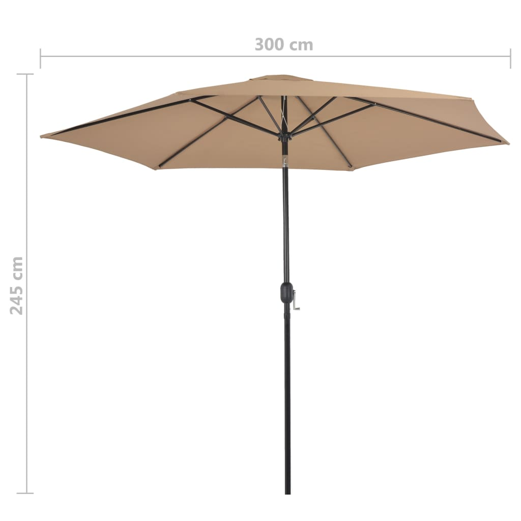 Outdoor Parasol with Metal Pole 300 cm Taupe - UV Protective, Durable, and Easy to Clean