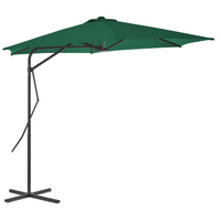 Outdoor Parasol with Steel Pole 300 cm - Green | UV Protective, Rotates 360 Degrees