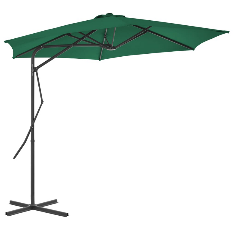 Outdoor Parasol with Steel Pole 300 cm - Green | UV Protective, Rotates 360 Degrees