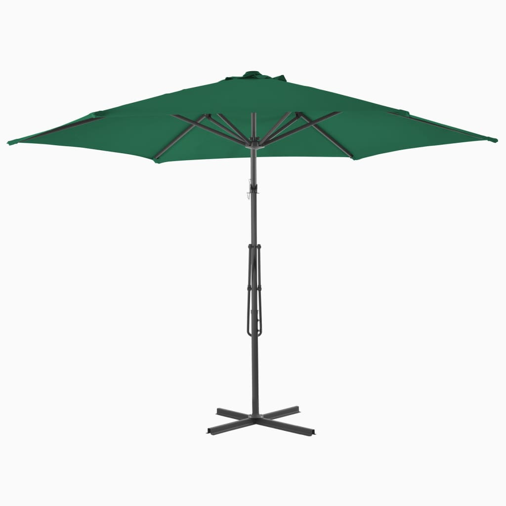 Outdoor Parasol with Steel Pole 300 cm - Green | UV Protective, Rotates 360 Degrees