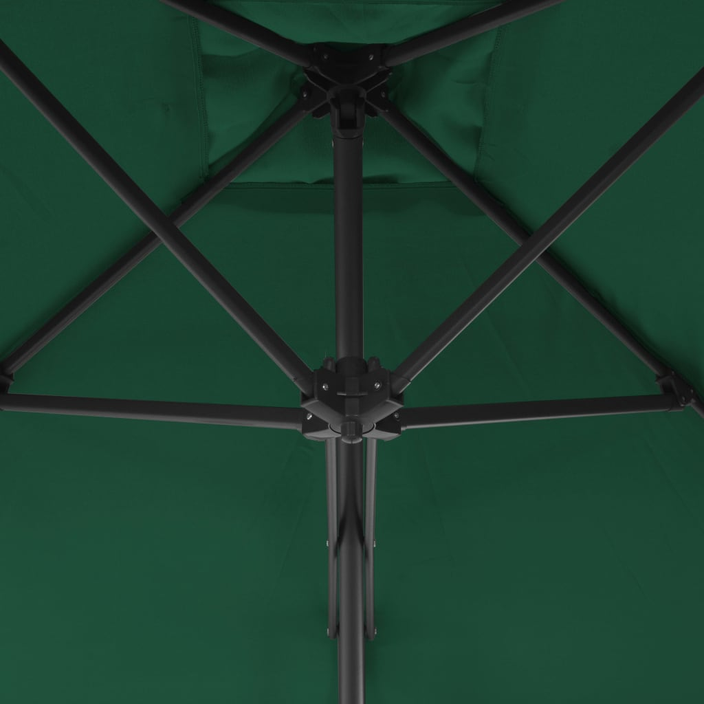 Outdoor Parasol with Steel Pole 300 cm - Green | UV Protective, Rotates 360 Degrees