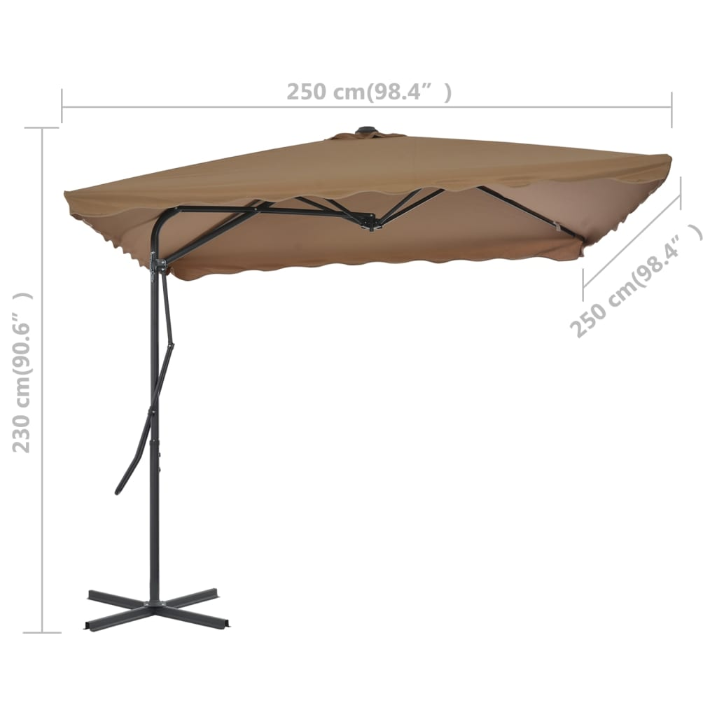 Outdoor Parasol with Steel Pole 250x250 cm Taupe - UV Protective & Durable