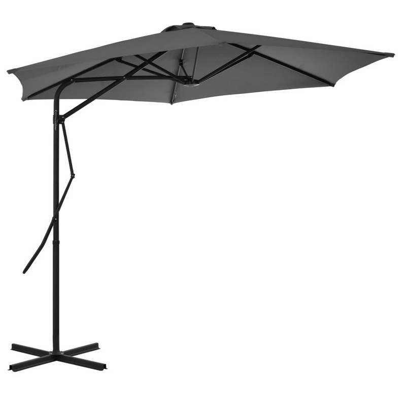 Outdoor Parasol with Steel Pole 300 cm Anthracite - UV Protective and Anti-Fade Polyester Canopy