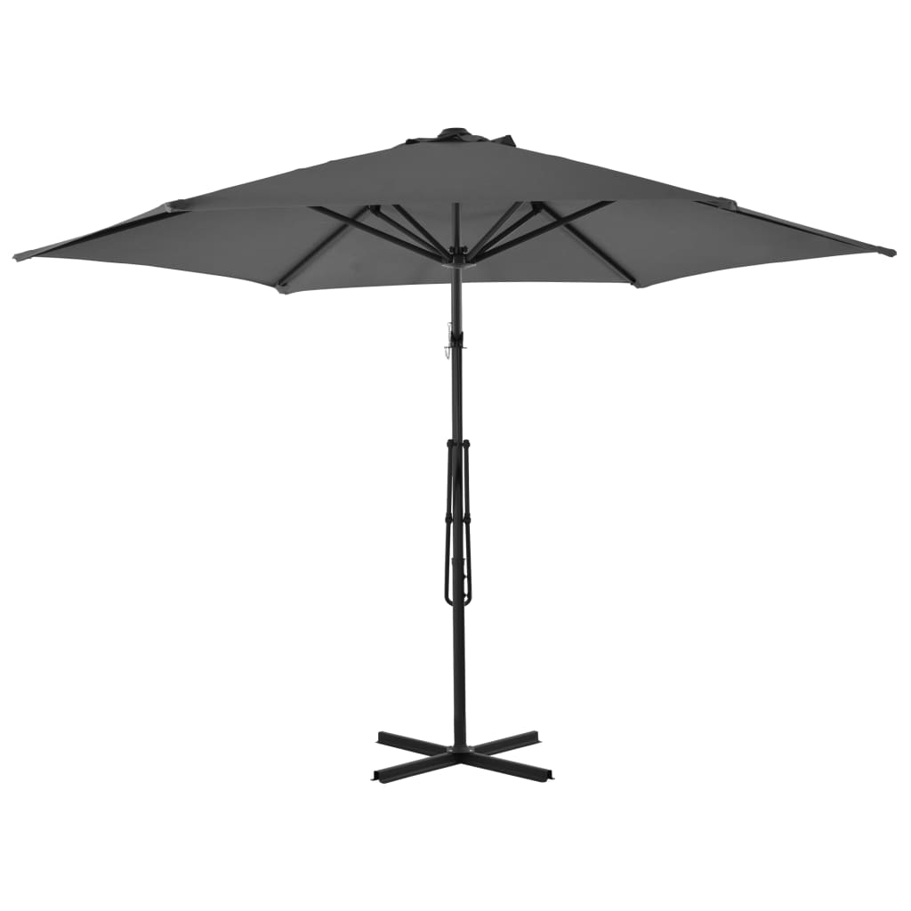 Outdoor Parasol with Steel Pole 300 cm Anthracite - UV Protective and Anti-Fade Polyester Canopy