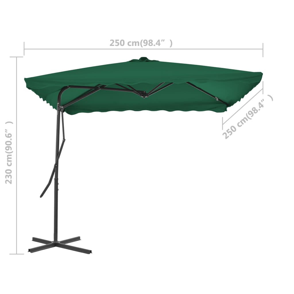 Outdoor Parasol with Steel Pole 250x250 cm Green - Shade and UV Protection