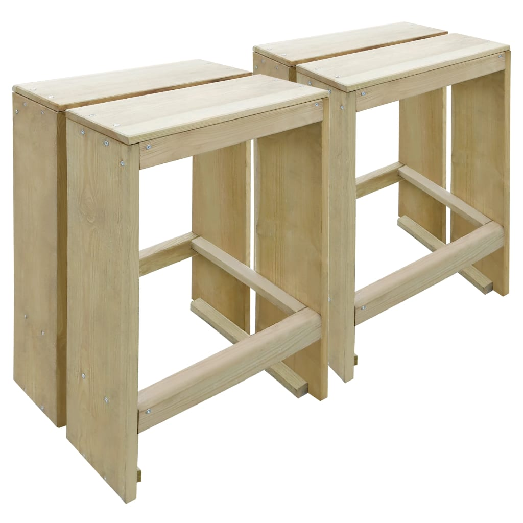 Outdoor Bar Stools 2 pcs - Durable Pinewood Construction