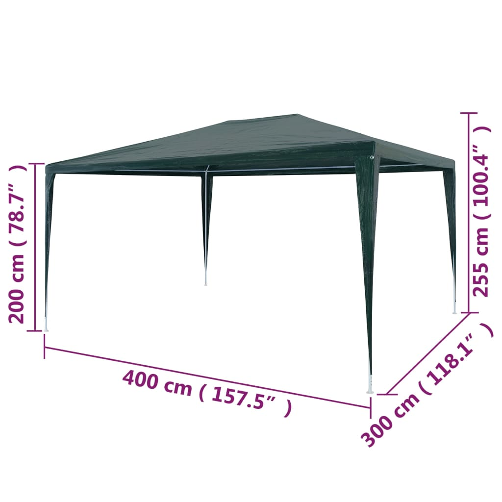 Party Tent 3x4 m PE Green - Outdoor Gazebo for Entertaining