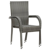 Stackable Outdoor Chairs 2 pcs Grey Poly Rattan - Stylish and Durable