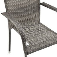 Stackable Outdoor Chairs 2 pcs Grey Poly Rattan - Stylish and Durable