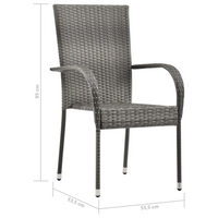 Stackable Outdoor Chairs 2 pcs Grey Poly Rattan - Stylish and Durable