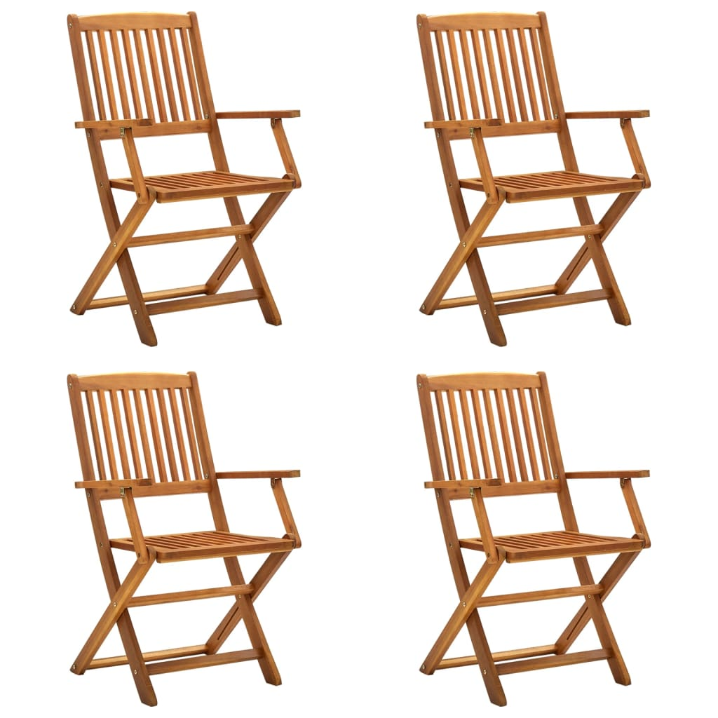 Folding Outdoor Chairs 4 pcs Solid Acacia Wood - Weather-resistant and Durable