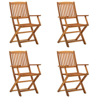 Folding Outdoor Chairs 4 pcs Solid Acacia Wood - Weather-resistant and Durable