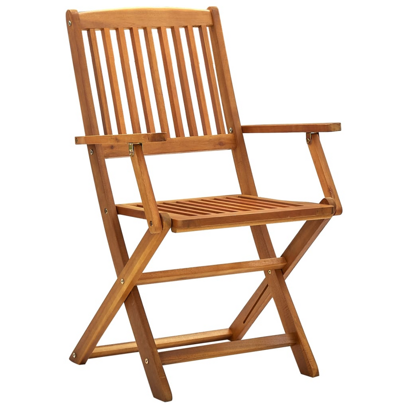 Folding Outdoor Chairs 4 pcs Solid Acacia Wood - Weather-resistant and Durable