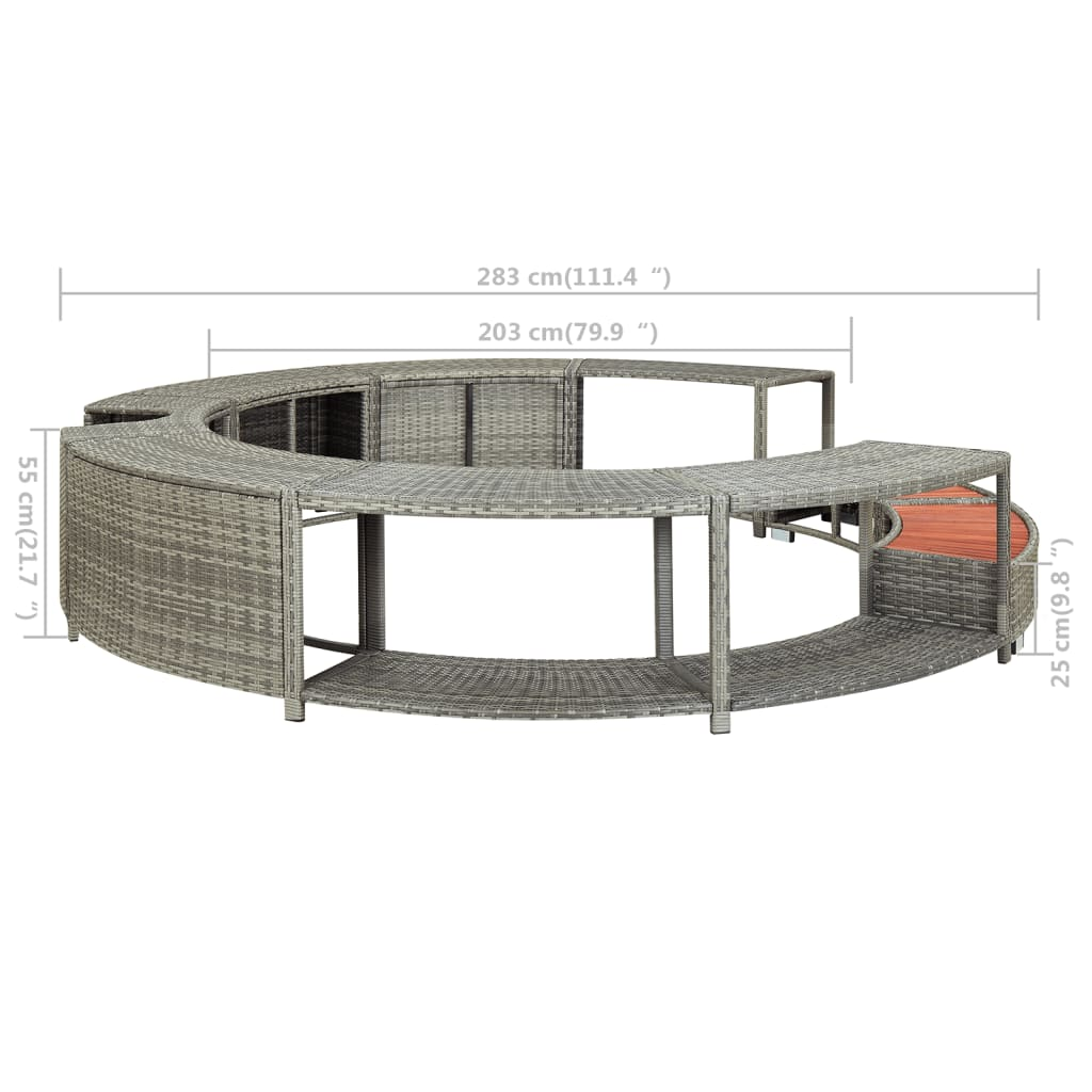 vidaXL Hot Tub Surround Grey Poly Rattan - Stylish and Functional Spa Accessory