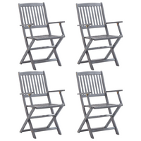 Folding Outdoor Chairs 4 pcs Solid Acacia Wood - Premium Quality | Easy to Clean | Weather-Resistant