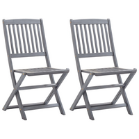 Folding Outdoor Chairs 2 pcs Solid Acacia Wood - Premium Quality, Weather-Resistant and Durable