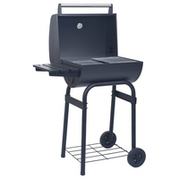 Charcoal BBQ Grill Smoker with Bottom Shelf Black - Outdoor Cooking Made Easy