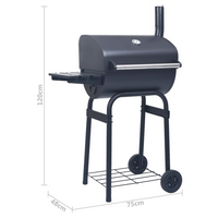 Charcoal BBQ Grill Smoker with Bottom Shelf Black - Outdoor Cooking Made Easy