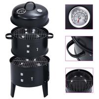 3-in-1 Charcoal Smoker BBQ Grill 40x80 cm - Perfect for Grilling, Cooking, and Smoking