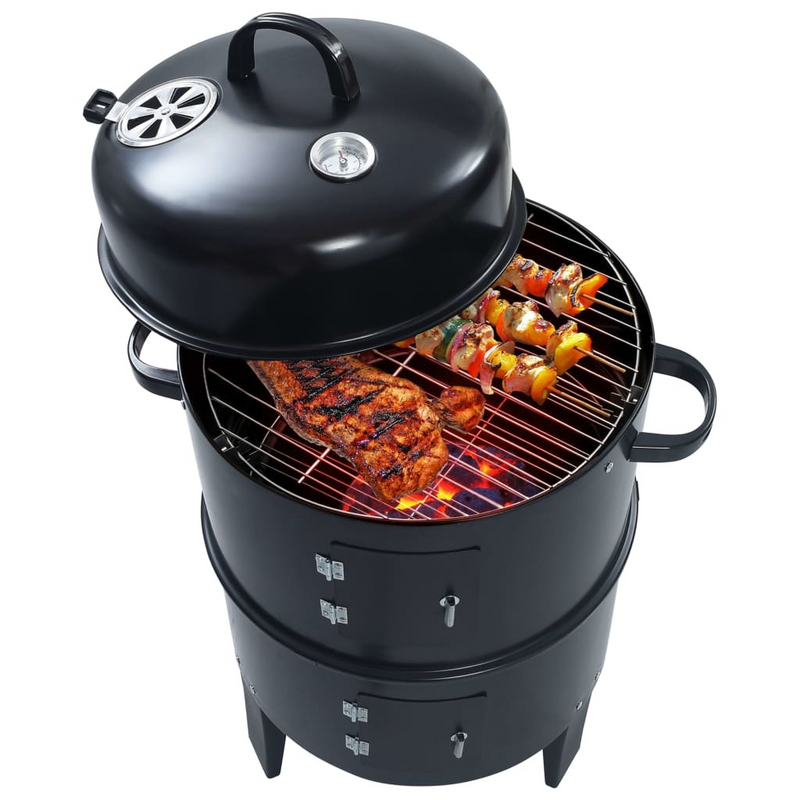 3-in-1 Charcoal Smoker BBQ Grill 40x80 cm - Perfect for Grilling, Cooking, and Smoking