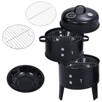 3-in-1 Charcoal Smoker BBQ Grill 40x80 cm - Perfect for Grilling, Cooking, and Smoking