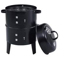 3-in-1 Charcoal Smoker BBQ Grill 40x80 cm - Perfect for Grilling, Cooking, and Smoking