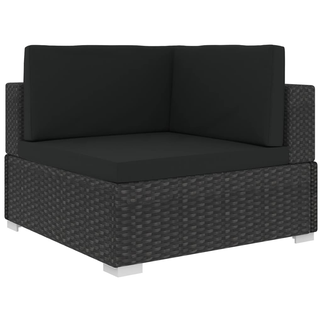 6 Piece Garden Lounge Set with Cushions Poly Rattan Black - Stylish Outdoor Furniture