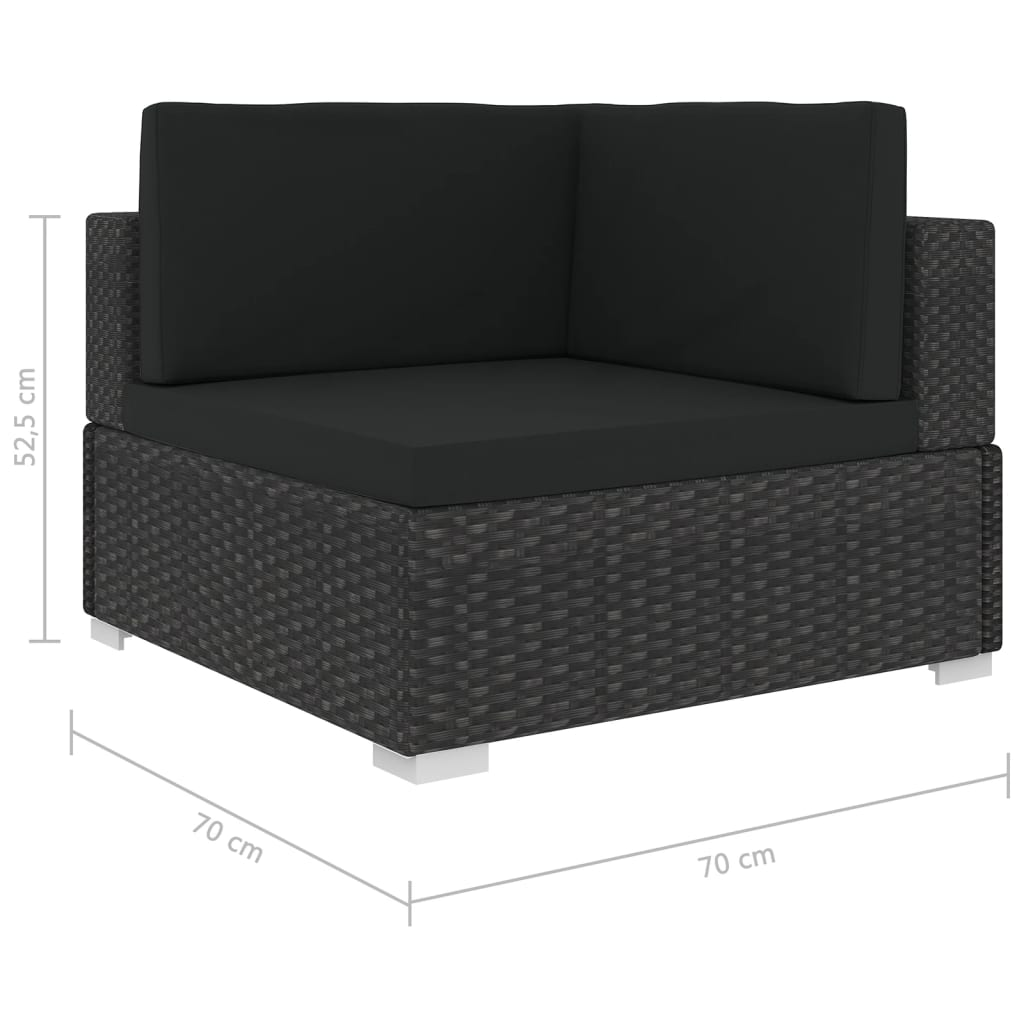 6 Piece Garden Lounge Set with Cushions Poly Rattan Black - Stylish Outdoor Furniture