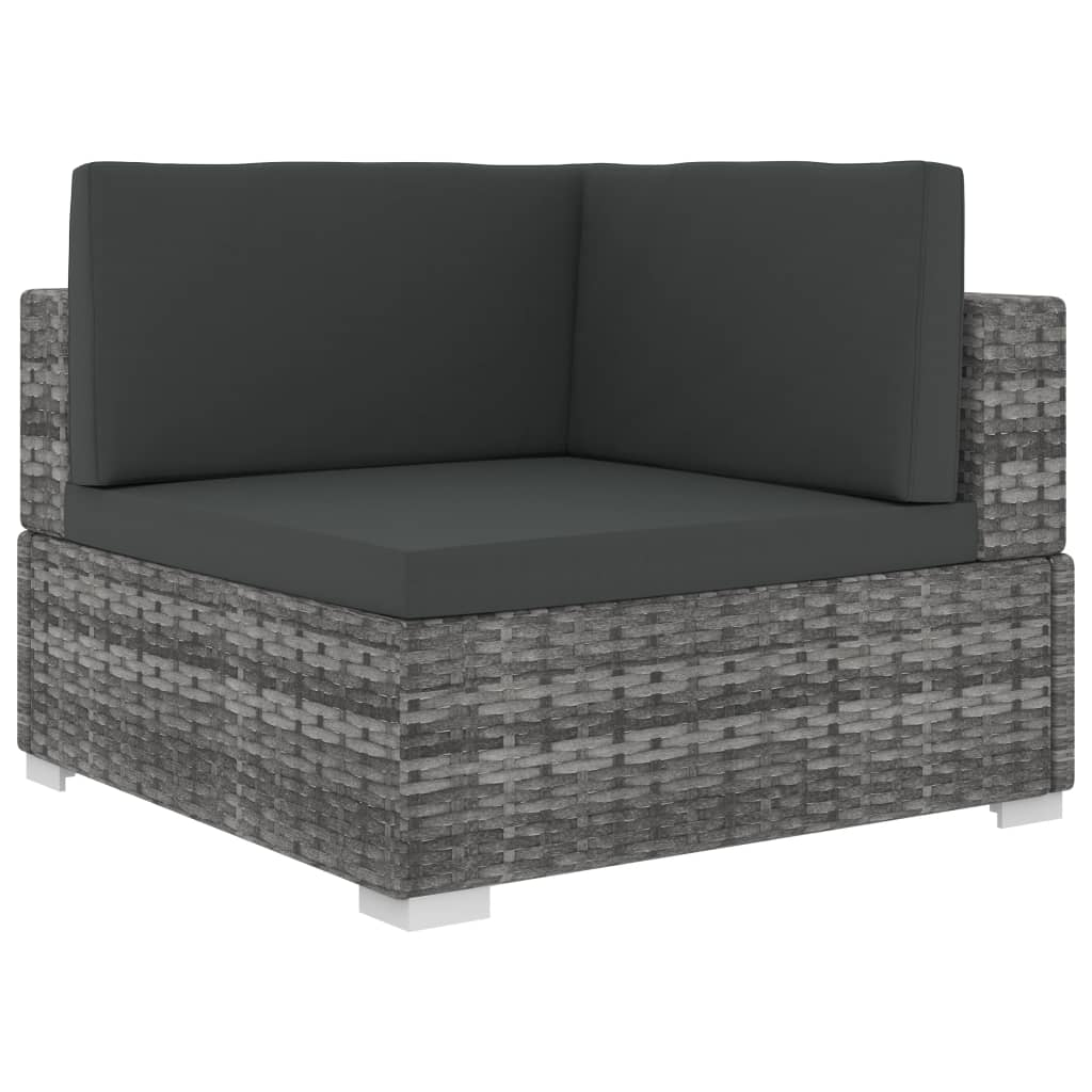 6 Piece Garden Lounge Set with Cushions Poly Rattan Grey - Stylish and Functional