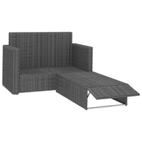 2 Piece Garden Lounge Set with Cushions - Poly Rattan Grey