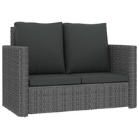 2 Piece Garden Lounge Set with Cushions - Poly Rattan Grey