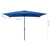 Outdoor Parasol with Metal Pole 300x200 cm Azure - High-Quality, UV Protective, and Easy to Clean