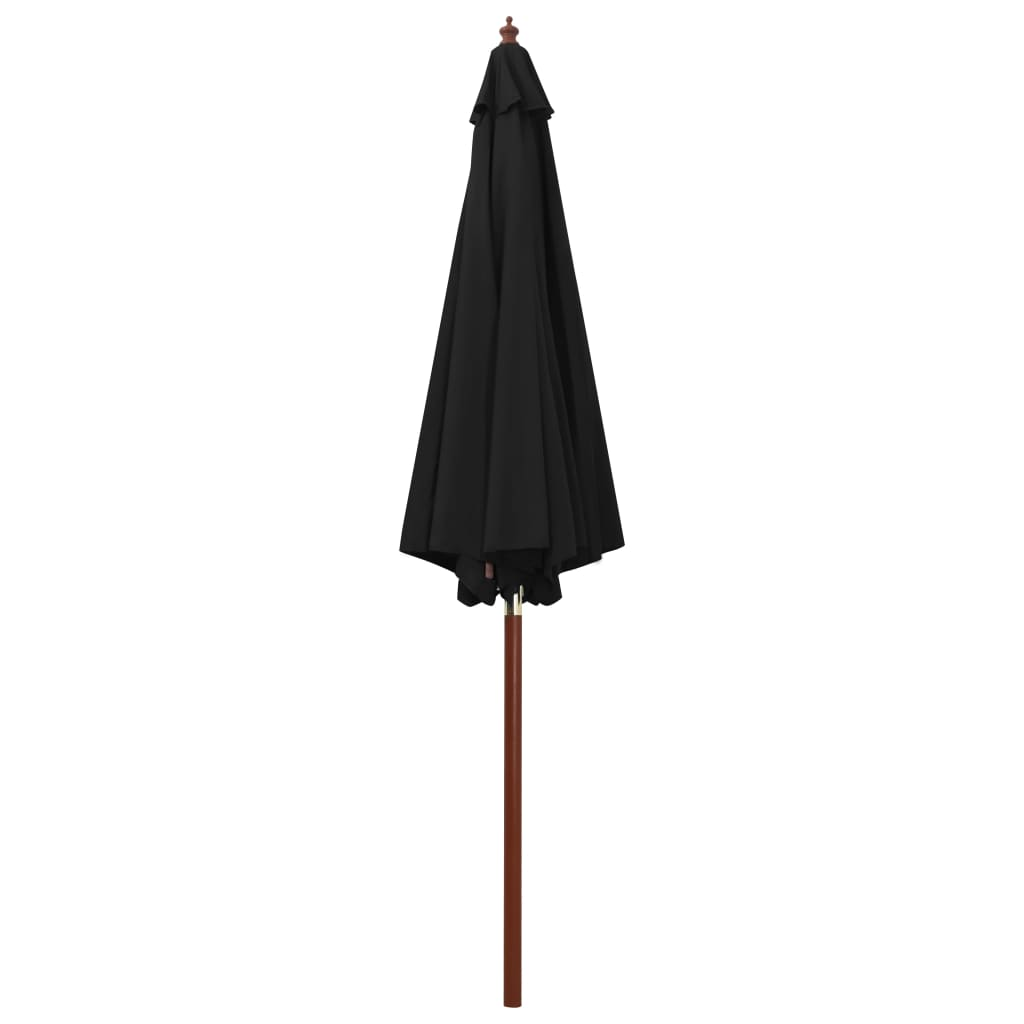 Parasol with Wooden Pole 300x258 cm Black - Shade and UV Protection for Your Outdoor Space