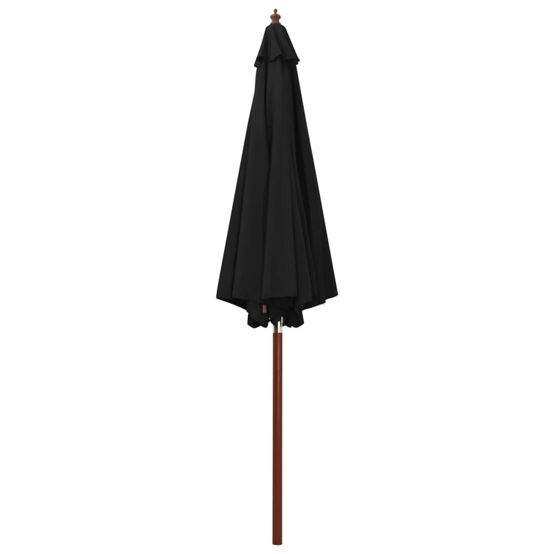 Parasol with Wooden Pole 300x258 cm Black - Shade and UV Protection for Your Outdoor Space