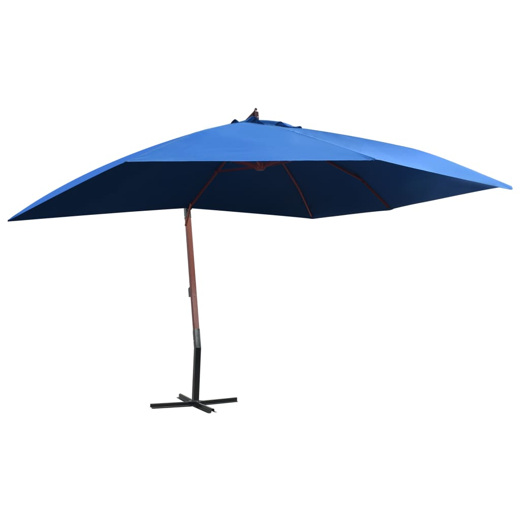 Hanging Parasol with Wooden Pole 400x300 cm Blue - Create Shade and Protect from UV Rays