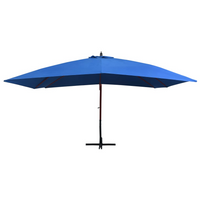 Hanging Parasol with Wooden Pole 400x300 cm Blue - Create Shade and Protect from UV Rays