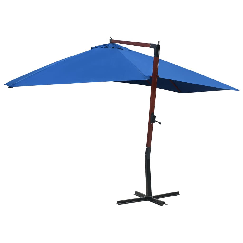 Hanging Parasol with Wooden Pole 400x300 cm Blue - Create Shade and Protect from UV Rays