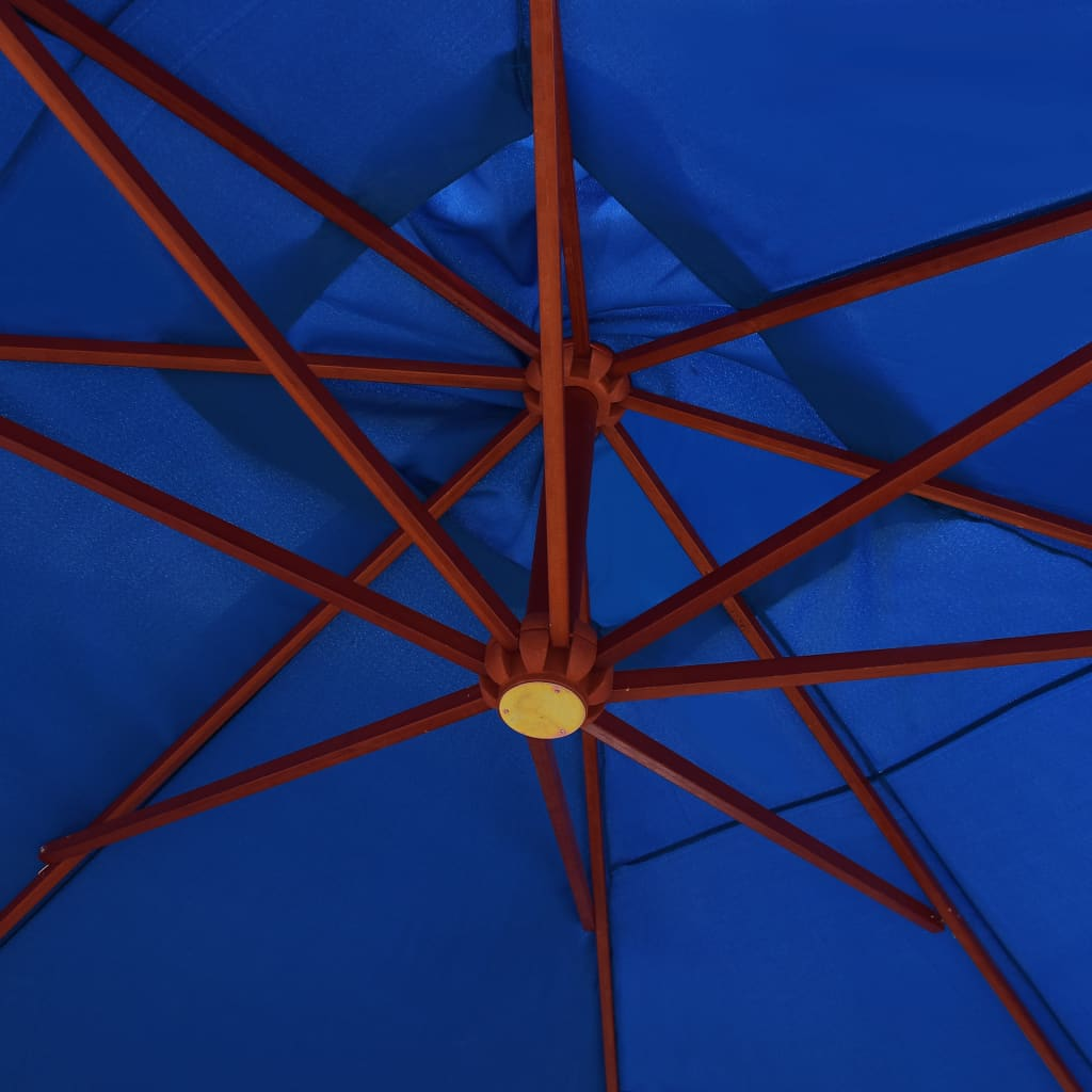 Hanging Parasol with Wooden Pole 400x300 cm Blue - Create Shade and Protect from UV Rays