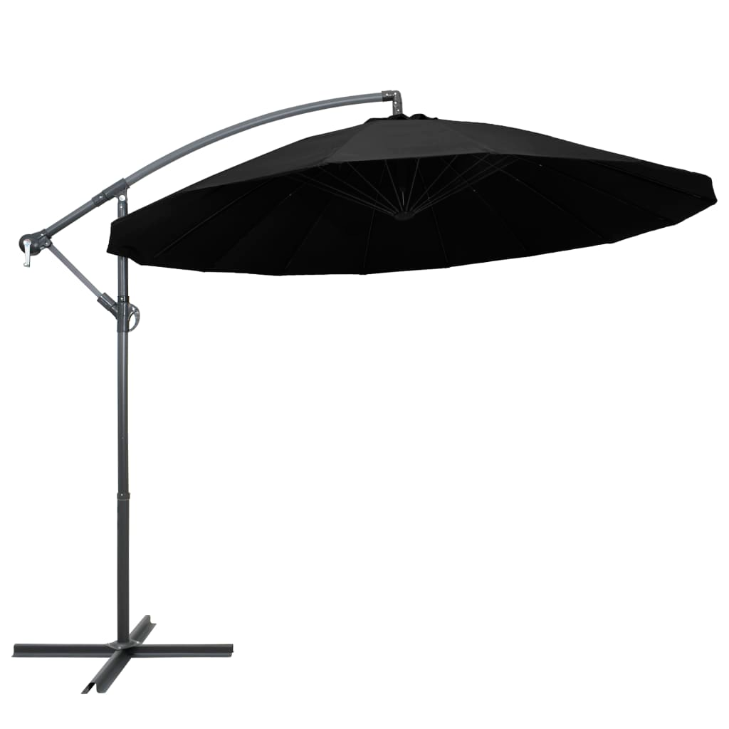 Hanging Parasol Black 3 m Aluminium Pole - UV Protective, Sturdy and Durable