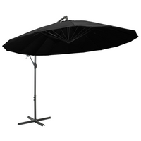 Hanging Parasol Black 3 m Aluminium Pole - UV Protective, Sturdy and Durable