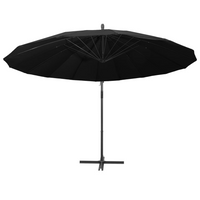 Hanging Parasol Black 3 m Aluminium Pole - UV Protective, Sturdy and Durable