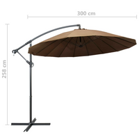 Hanging Parasol Taupe 3m Aluminium Pole - Create Shade and Protection