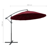 Hanging Parasol Burgundy 3m Aluminium Pole - Create Shade and Protect from Harmful UV Rays