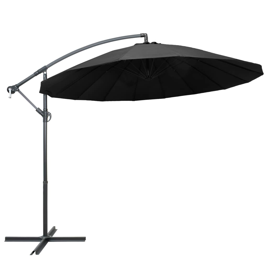 Hanging Parasol Anthracite 3m with Aluminium Pole | UV Protective and Fade-resistant Polyester | Crank System