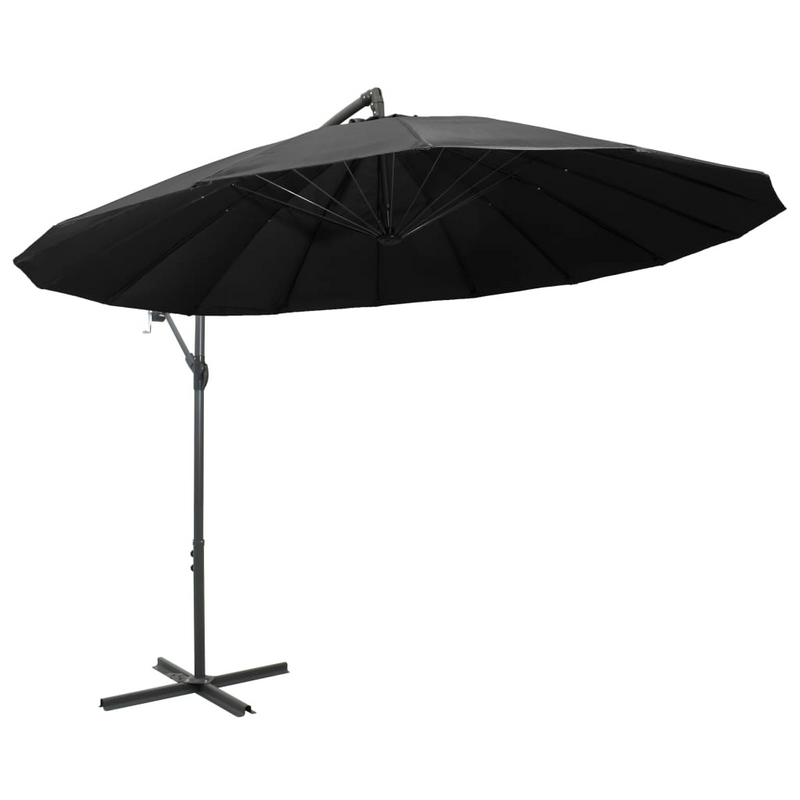 Hanging Parasol Anthracite 3m with Aluminium Pole | UV Protective and Fade-resistant Polyester | Crank System